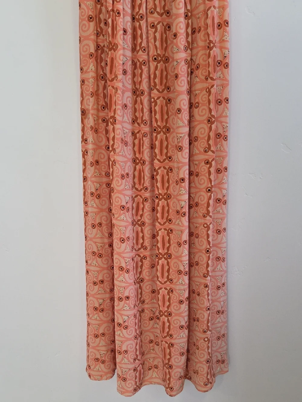 Tracy Reese Peach Printed Maxi Dress with Spaghetti Straps - Picture 4 of 6